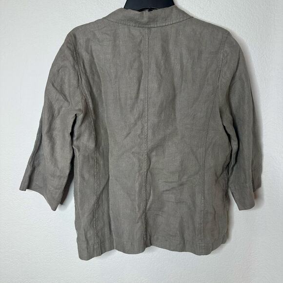Eileen Fisher Women's Button Down Linen Jacket 1/2 sleeve Gray - Picture 3 of 4